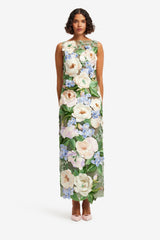 Fleur Floral Hand-Embroidered Backless Maxi Dress - Blossom