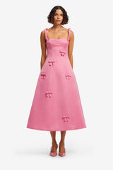 Beatrice Bow Midi Dress - Fuchsia