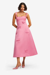 Beatrice Bow Midi Dress - Fuchsia