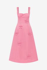 Beatrice Bow Midi Dress - Fuchsia
