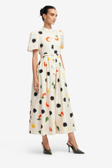 Bianca Short Sleeve Midi Dress - Citrus Spots