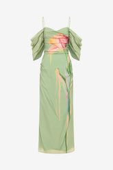 Angeline Maxi Dress - Tulip Print in Green