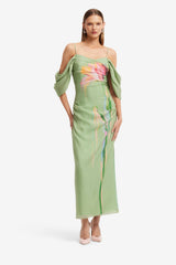 Angeline Maxi Dress - Tulip Print in Green