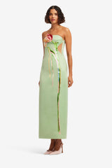 Marilyn Cutout Bustier Maxi Dress - Tulip Print in Green