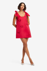 Harper Bow Mini Dress - Vermilion