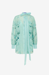 Elle Appliqué Blouse - Pale Turquoise