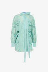 Elle Appliqué Blouse - Pale Turquoise
