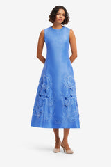 Cleo Appliqué Sleeveless Midi Dress - Azure