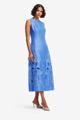 Cleo Appliqué Sleeveless Midi Dress - Azure