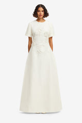 Alice Appliqué Short Sleeve Maxi Dress - Snow