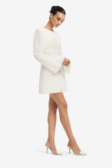 Suzanne Appliqué Bell Sleeve Mini Dress - Snow