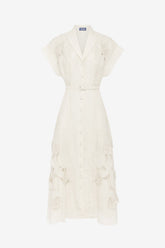 Aubrey Appliqué Shirt Midi Dress - Snow