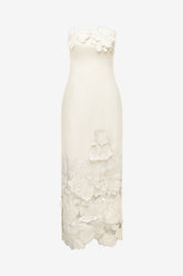 Rayna Appliqué Bustier Maxi Dress - Vanilla