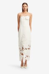 Rayna Appliqué Bustier Maxi Dress - Vanilla
