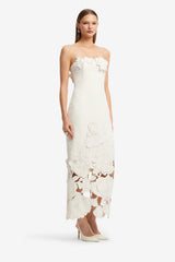 Rayna Appliqué Bustier Maxi Dress - Vanilla