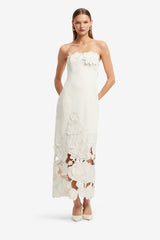 Rayna Appliqué Bustier Maxi Dress - Vanilla