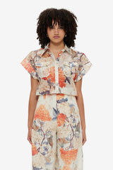 Catarina Blouse - Hydrangea Print in Vanilla