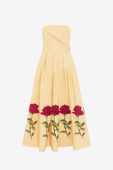 Lynn Embellished Rose Bustier Midi Dress - Butter