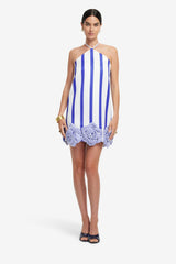 Suzy Striped Halterneck Mini Dress - Navy