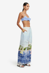Jamie Wide Leg Pants - Nautical Print
