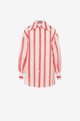 Kathleen Striped Silk Blouse - Scarlet