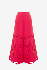 Theodora Palm Pants - Scarlet
