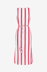Olive Striped Midi Dress - Scarlet