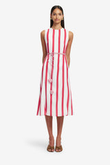 Olive Striped Midi Dress - Scarlet