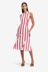 Olive Striped Midi Dress - Scarlet