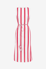 Olive Striped Midi Dress - Scarlet