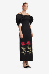 Arabella Embroidered Maxi Dress - Ebony