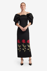 Arabella Embroidered Maxi Dress - Ebony