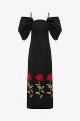 Arabella Embroidered Maxi Dress - Ebony