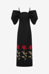 Arabella Embroidered Maxi Dress - Ebony