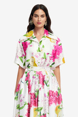 Casey Silk Button Shirt - Floral Pear Print