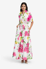 Casey Silk Button Shirt - Floral Pear Print