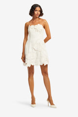 Ayla Appliqué Bustier Mini Dress - Vanilla