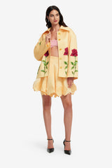 Leyna Embellished Rose Jacket - Butter