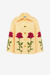 Leyna Embellished Rose Jacket - Butter