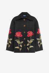 Leyna Embellished Rose Jacket - Ebony