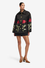 Leyna Embellished Rose Jacket - Ebony