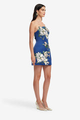 Zaria Appliqué Floral Bustier Mini Dress - Midnight Blue
