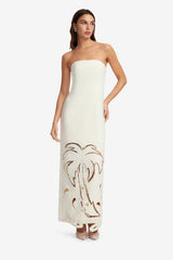 Rayna Palm Bustier Maxi Dress - Vanilla