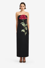 Rayna Appliqué Rose Maxi Dress - Ebony