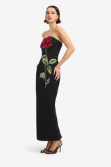 Rayna Appliqué Rose Maxi Dress - Ebony