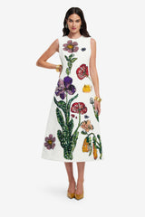 Cleo Beaded Midi Dress - Wildflowers