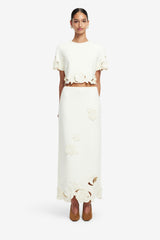 Kyra Appliqué Maxi Skirt - Vanilla