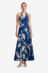 Juliette Halterneck Maxi Dress - Midnight Magnolia Print