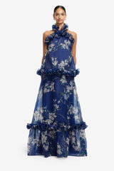 Paige Ruffled Maxi Skirt - Midnight Magnolia Print