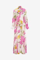 Lilith Tie Neck Maxi Dress - Floral Pear Print